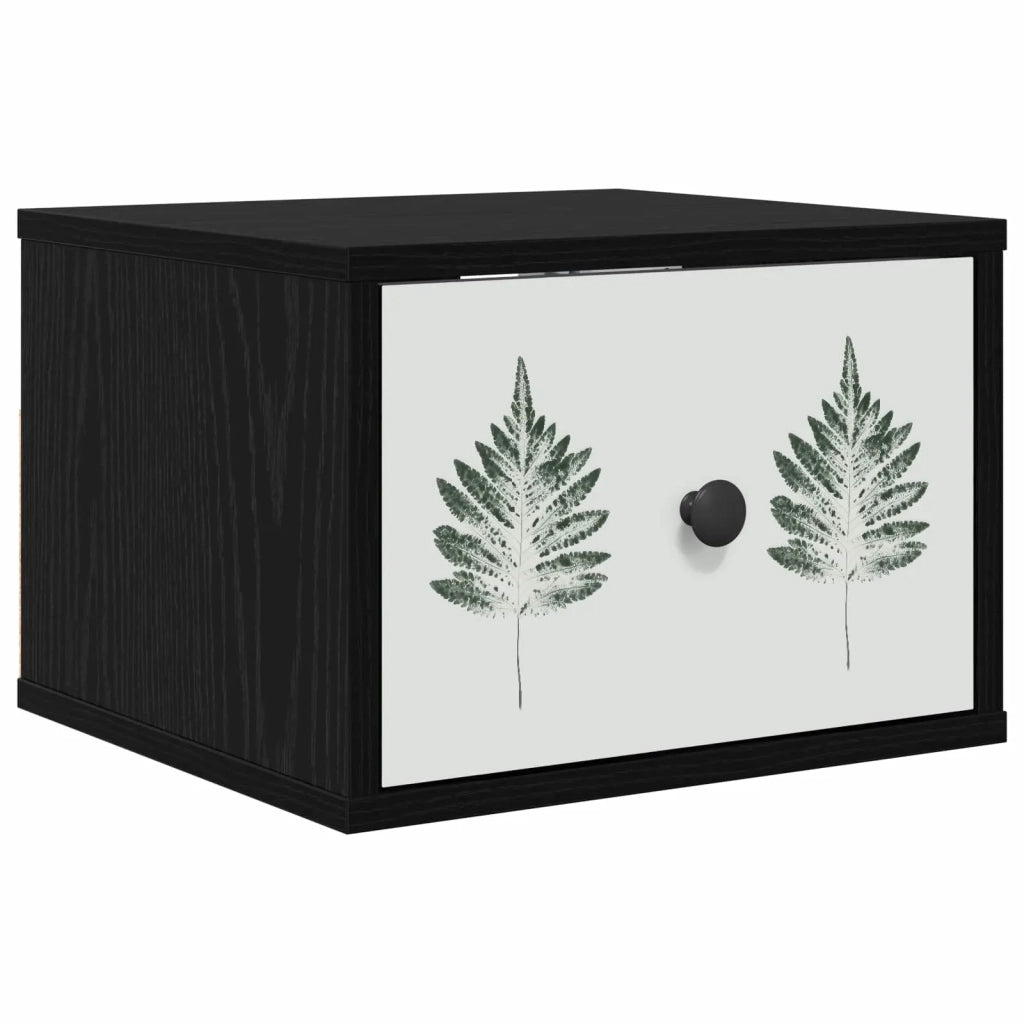 Mobiletto da comodino a parete HANAU Rovere Nero 8007495