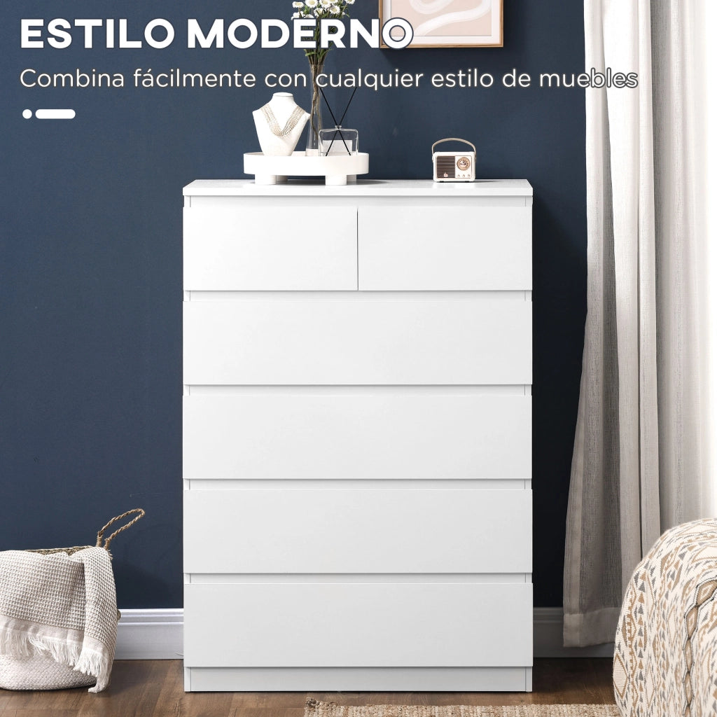 Cassettiera Moderna con 6 Cassetti ¨C Zephmum ¨C 80x39x115 Bianco
