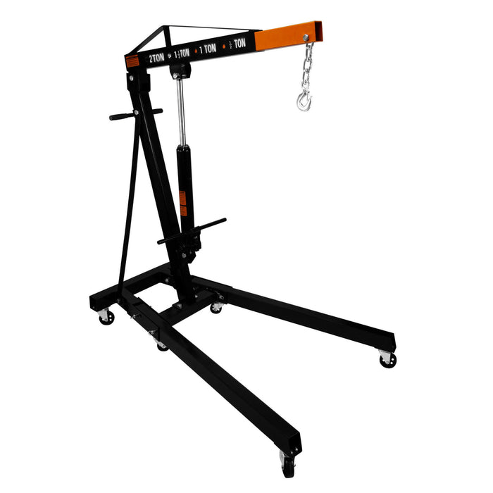 Gru Motore 2 Tonnellate e Bilanciatore Maniglia Idraulica Gambe Pieghevoli