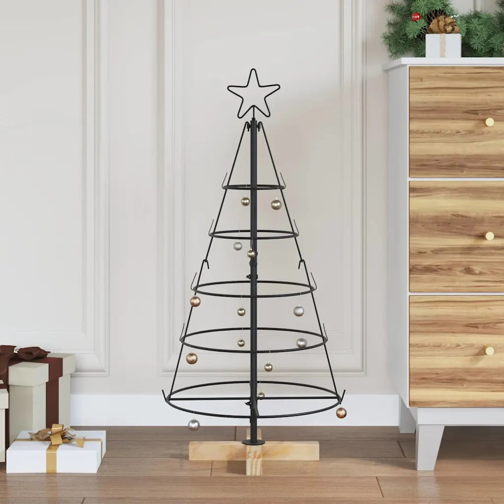 Albero a Cono di Natale | Decorazioni natalizie con supporto Nero 90 cm Acciaio
