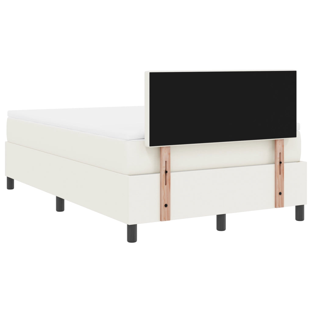 Letto con Box Spring con Materasso & Luce LED Crema Piccolo Matrimoniale Tessuto Corduroy