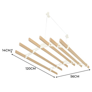 Stendibiancheria a Soffitto con Puleggia 6 Listelli 1,2m Avorio