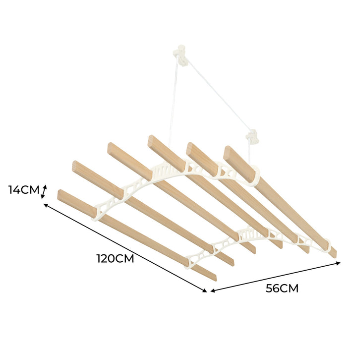 Stendibiancheria a Soffitto con Puleggia 6 Listelli 1,2m Avorio