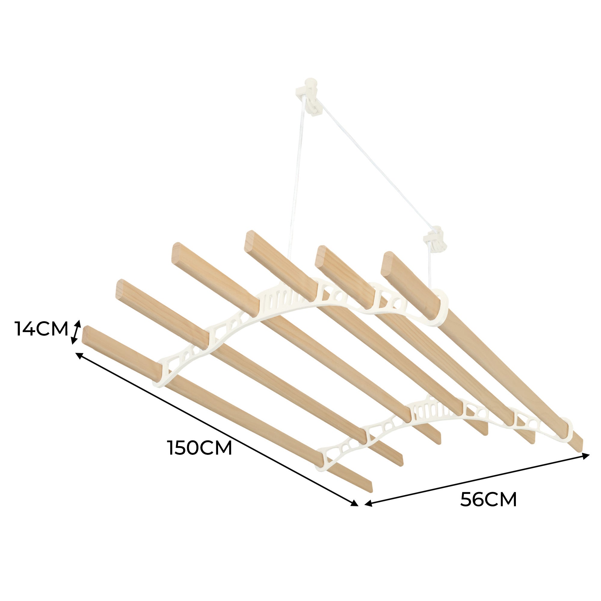 Stendibiancheria a Soffitto con Puleggia 6 Listelli 1,5m Avorio