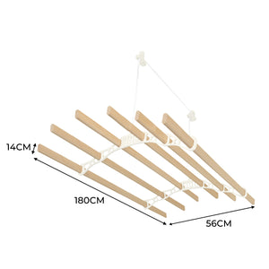 Stendibiancheria a Soffitto con Puleggia 6 Listelli 1,8m Avorio