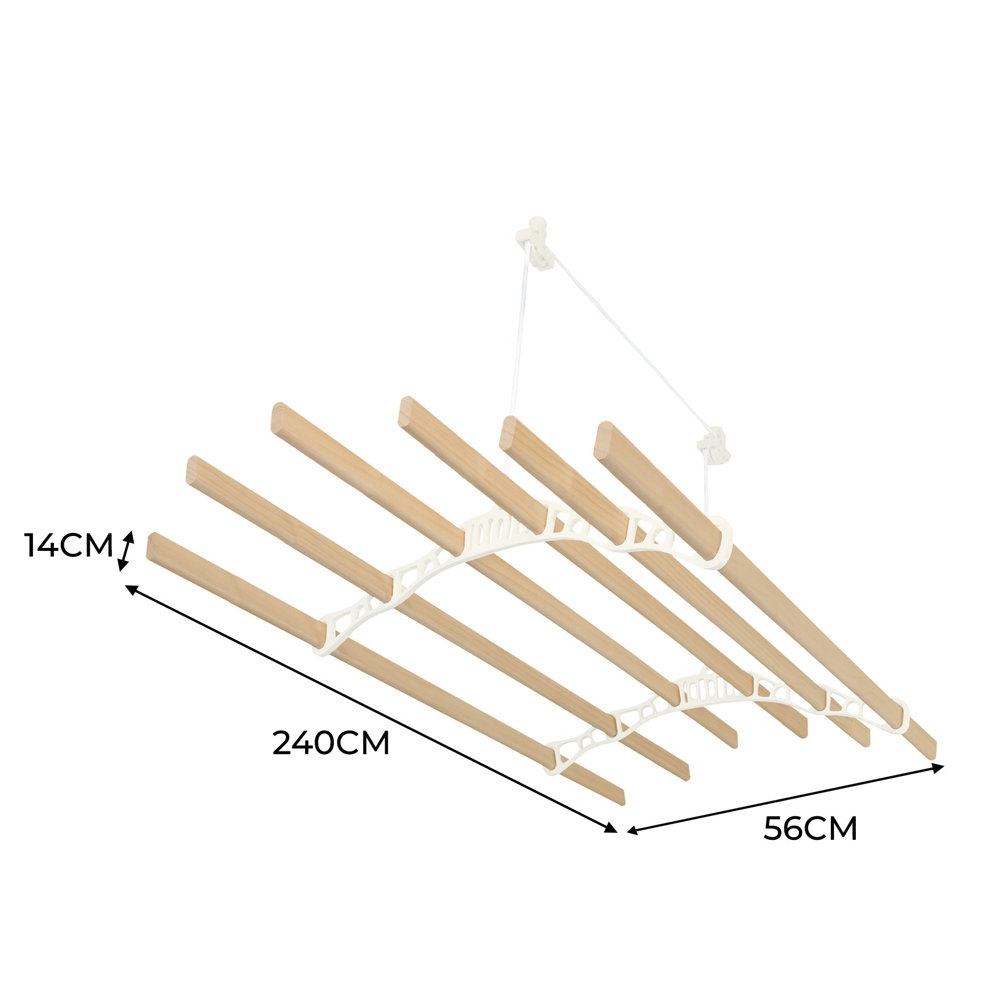 Stendibiancheria a Soffitto con Puleggia 6 Listelli 2.4m Avorio