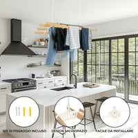 Stendibiancheria a Soffitto con Puleggia 6 Listelli 2.4m Avorio