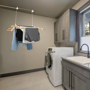 Stendibiancheria a Soffitto con Puleggia 6 Listelli 0,9m Bianco