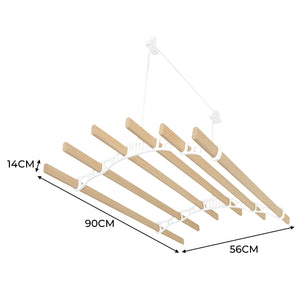 Stendibiancheria a Soffitto con Puleggia 6 Listelli 0,9m Bianco