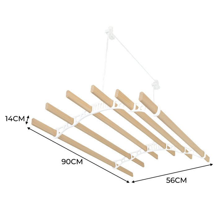 Stendibiancheria a Soffitto con Puleggia 6 Listelli 0,9m Bianco