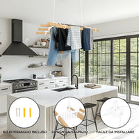 Stendibiancheria a Soffitto con Puleggia 6 Listelli 0,9m Bianco