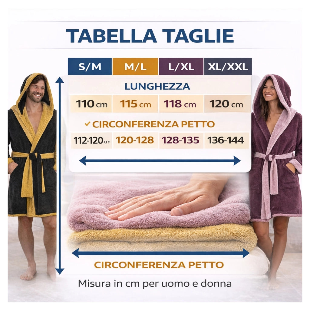 Selesi, Accappatoio 100% Cotone con Cappuccio Reversibile, Beige Crema