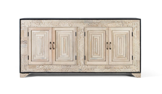 Credenza a quattro ante con dettagli intagliati a mano 195cm