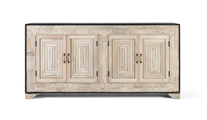 Credenza a quattro ante con dettagli intagliati a mano 195cm