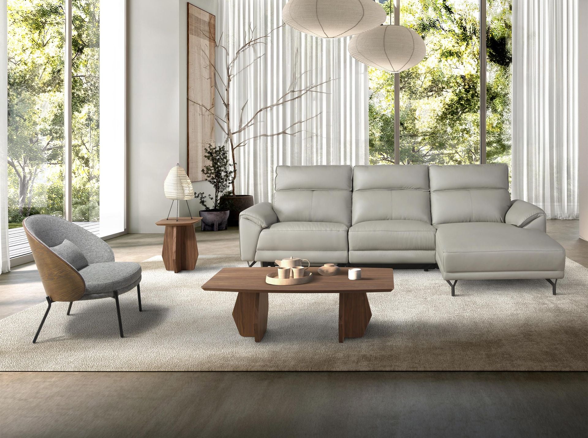 Tavolo angolare quadrato in noce