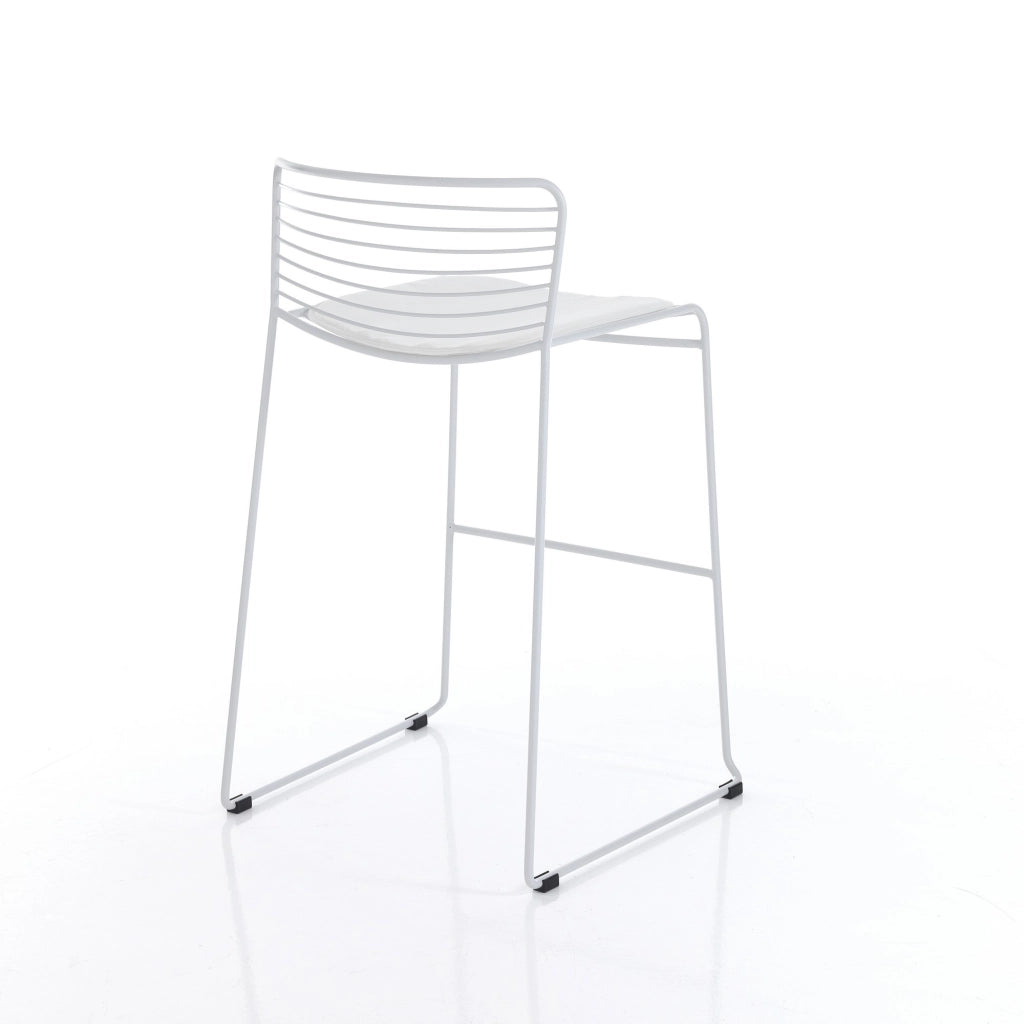 Set 2 sgabelli da esterno in acciaio bianchi cm. H.90 x L.55 x P.51