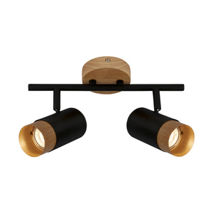 Spot Vintage Plek Metallo Nero 2 Luci Gu10