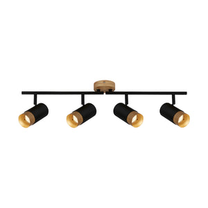 Spot Vintage Plek Metallo Nero 4 Luci Gu10