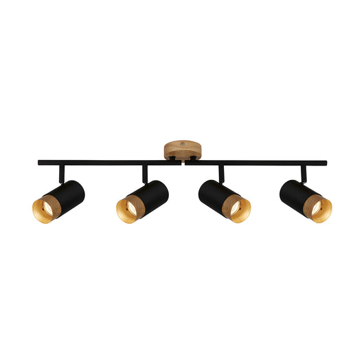 Spot Vintage Plek Metallo Nero 4 Luci Gu10