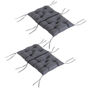 Set di 2 cuscini per sedie con schienale basso, cuscini per seduta, cuscini da giardino, grigi