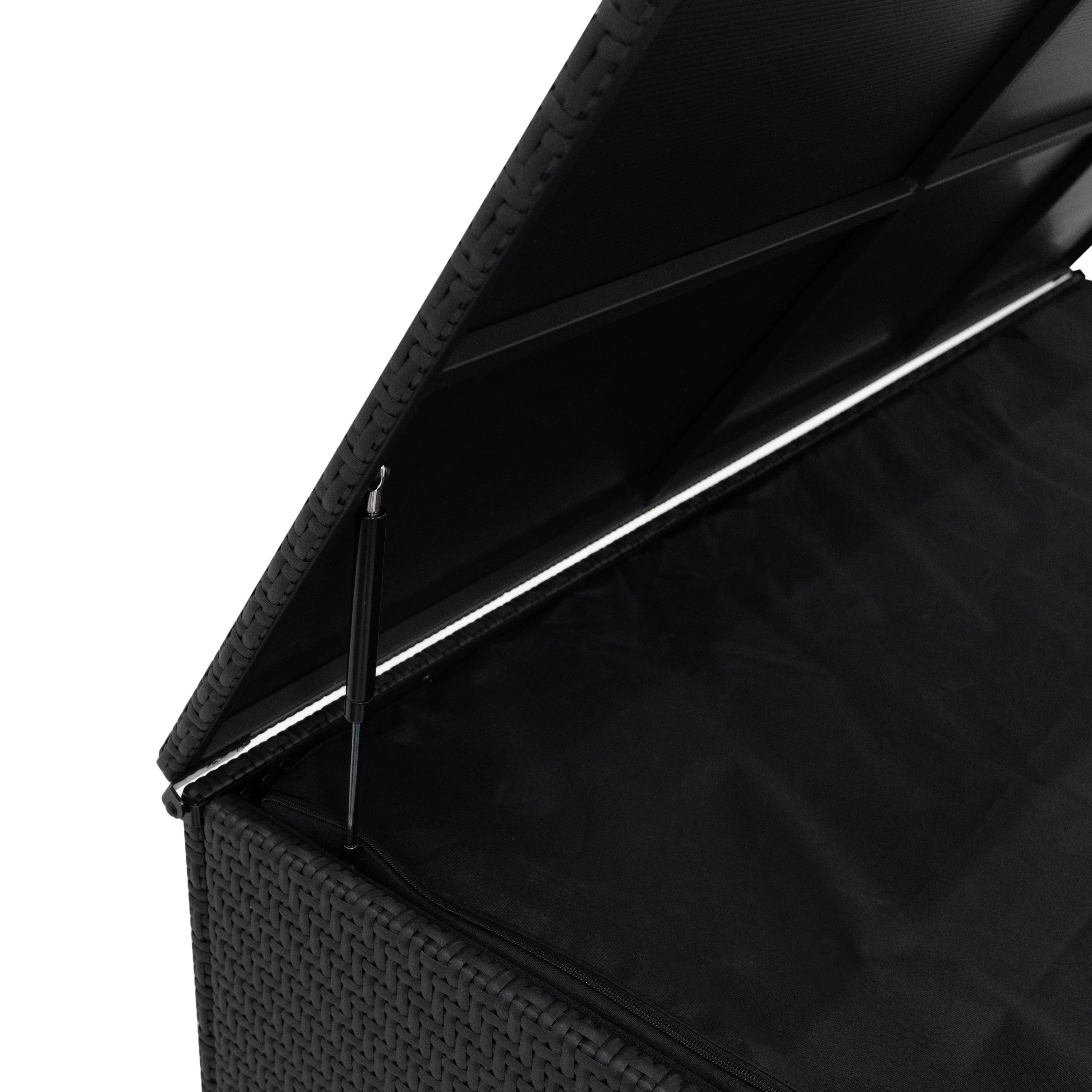 Baule Serafina in Rattan Nero 700L Per Esterno – con Ruote e Rivestimento