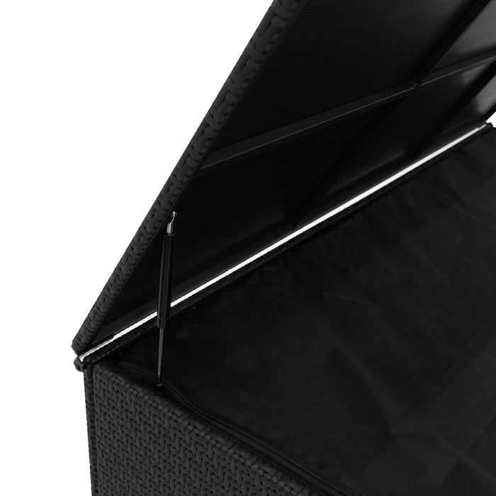 Baule Serafina in Rattan Nero 700L Per Esterno – con Ruote e Rivestimento