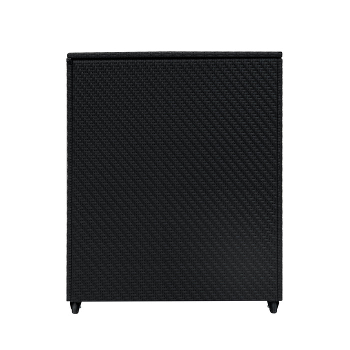 Baule Serafina in Rattan Nero 996L per Esterno – con Ruote e Rivestimento