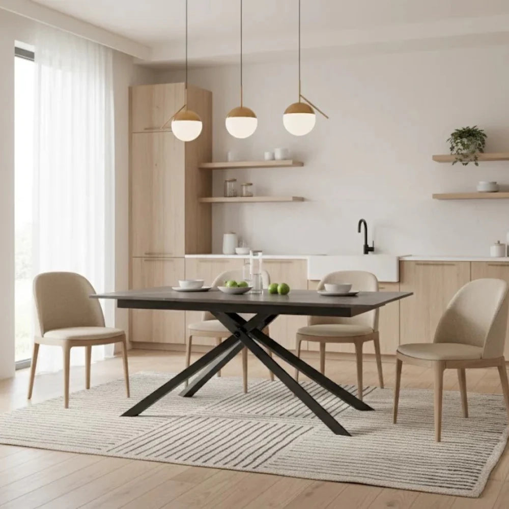 Tavolo da pranzo allungabile effetto marmo grigio Pluto 140-190x90 cm fino a 8 posti Made in Italy | Duzzle