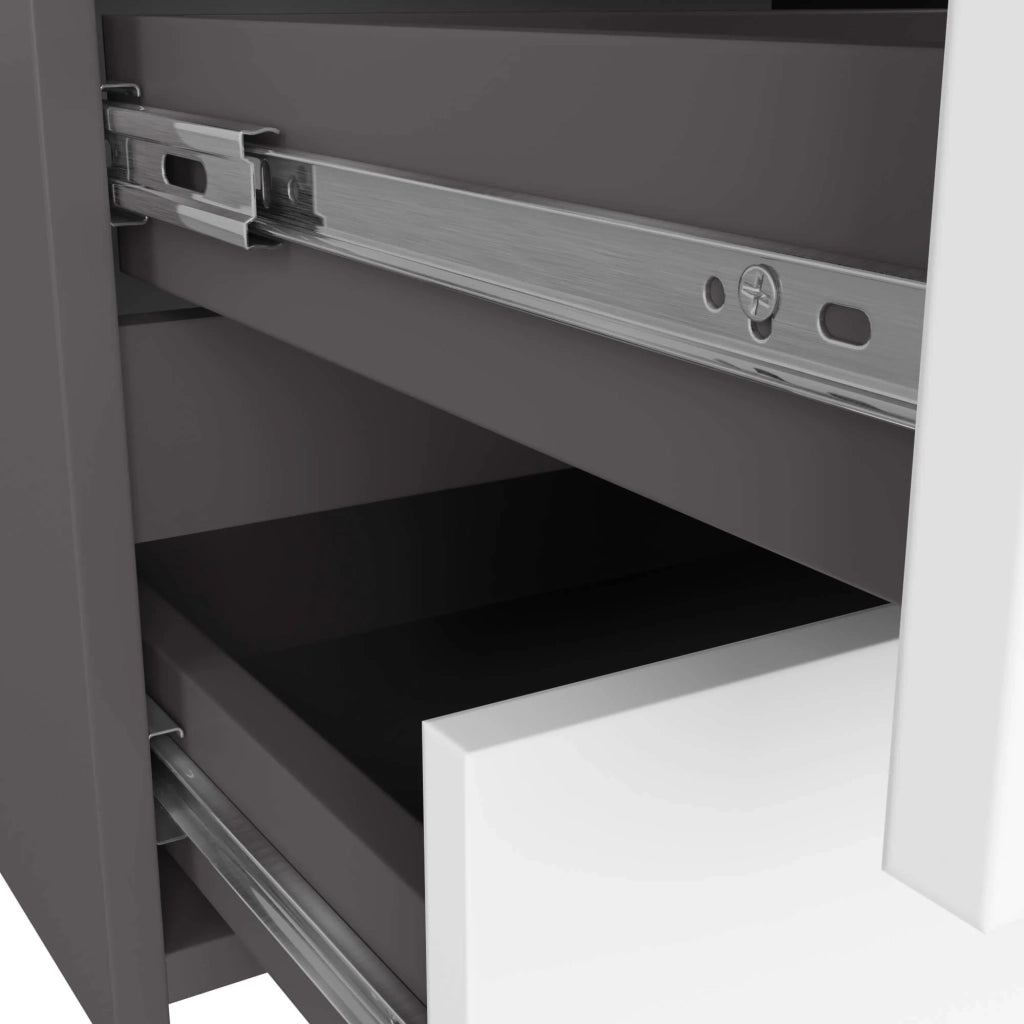 Cassettiera CL100 compatta AKORD Grigia Grafite 100 cm 6 cassetti inserto frontale Bianco 100x35x57 cm