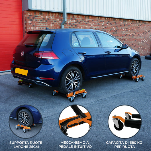 Pattini di Posizionamento Veicolo x 4 Sollevatore Idraulico Carrello Ruota 680kg Cad.