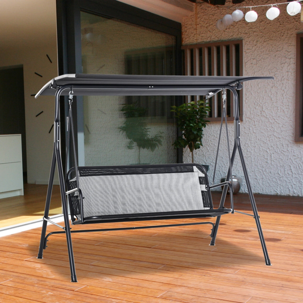Altalena da giardino 2 posti con parasole ¨C zephmum ¨C 172x110x155 cm nero