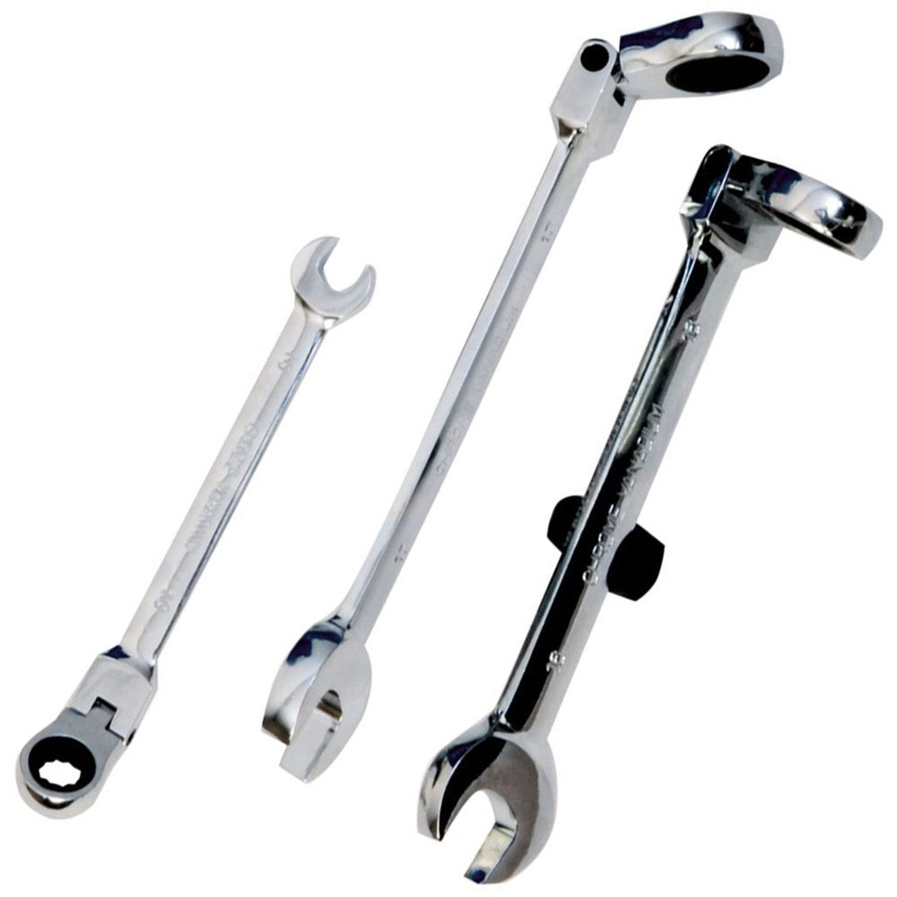 Trade Shop - Chiave Combinate A Cricchetto Chrome Vanadium Con Testa Snodabile Misura Mm -    -8 Mm   -