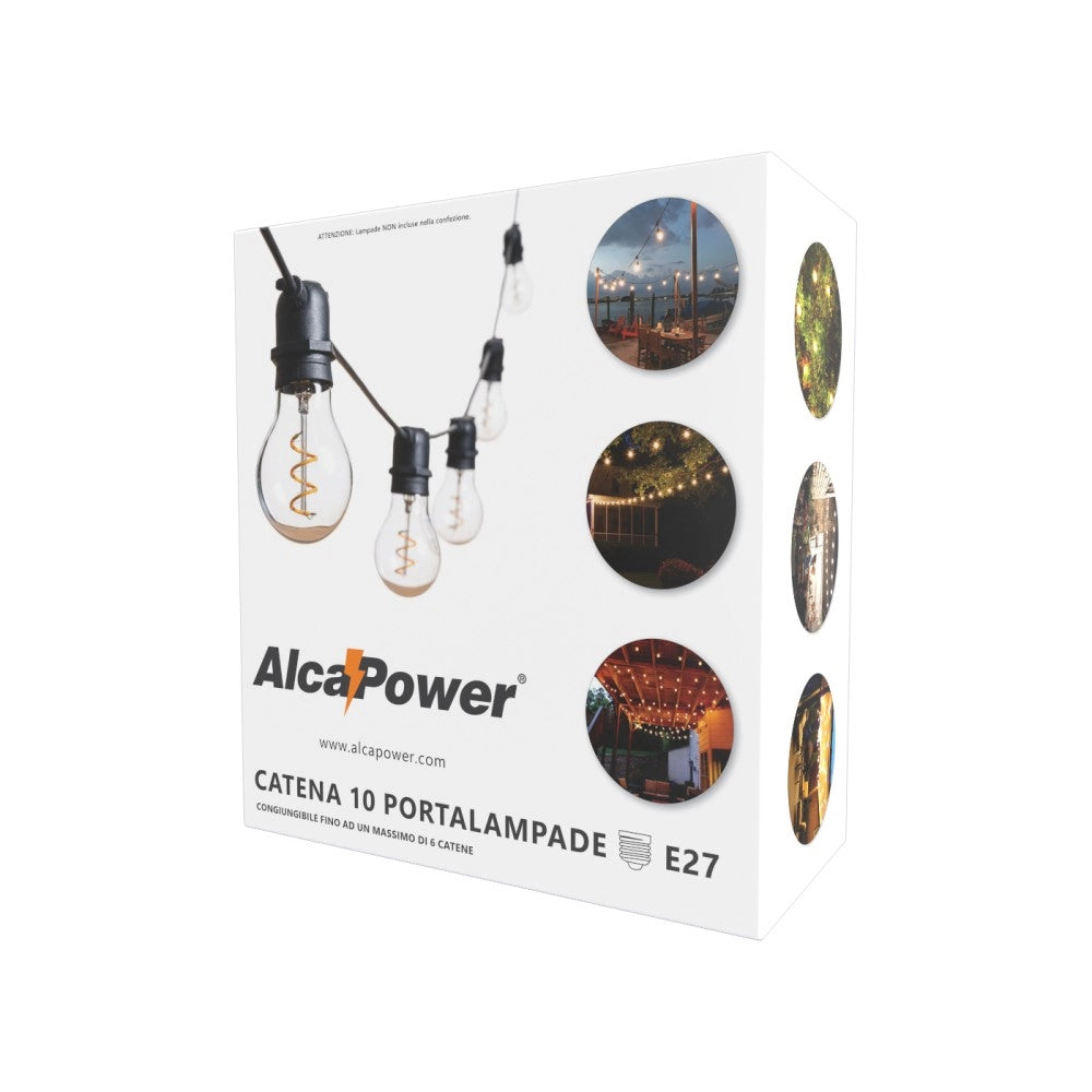 Alca power catena di 10 portalampade per e27 - lampadine non incluse