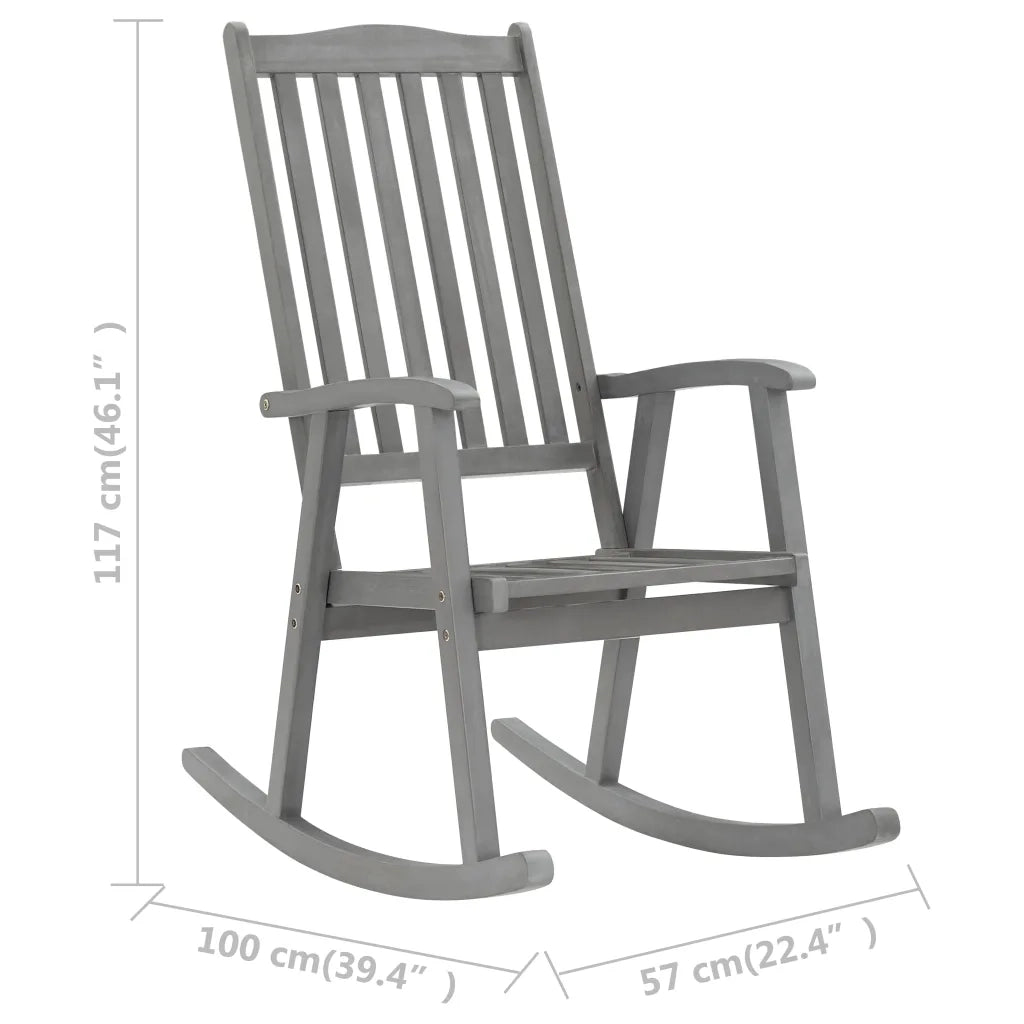Sedia a Dondolo con Cuscini Grigia in Legno Massello di Acacia cod mxl 51985