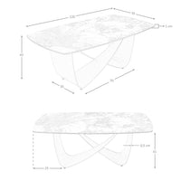 Tavolino ovale a botte in marmo porcellanato e acciaio metallizzato taupe