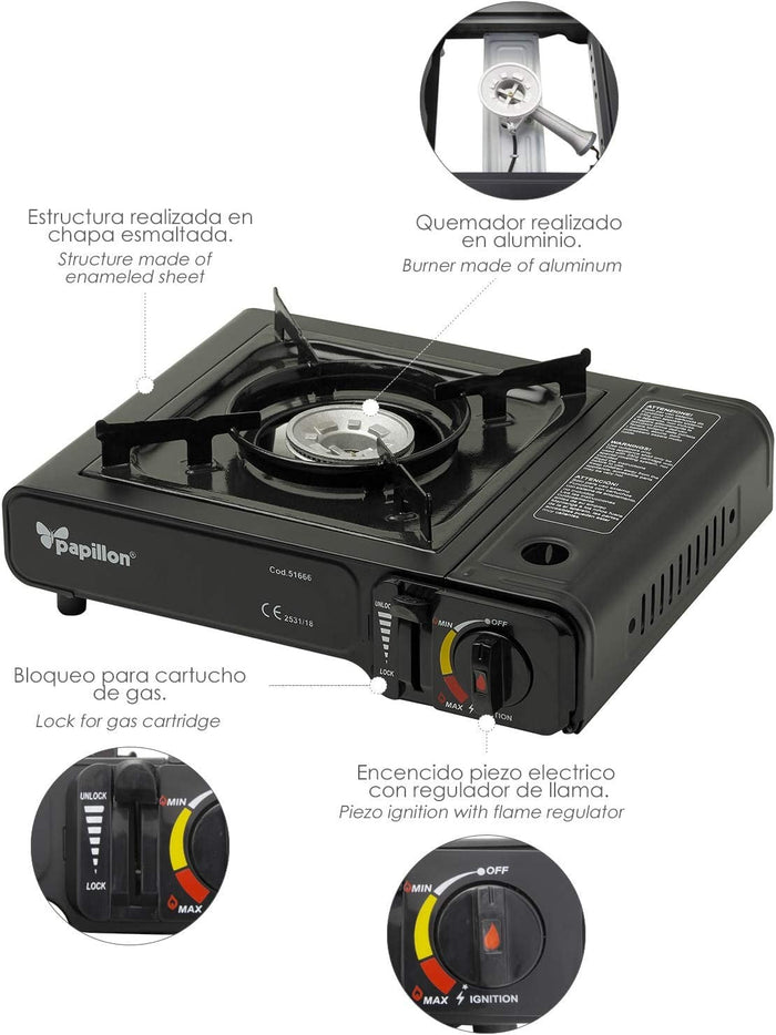 Fornello a Gas Portatile Project03 COOK150 Per Cartucce Tipo Korea