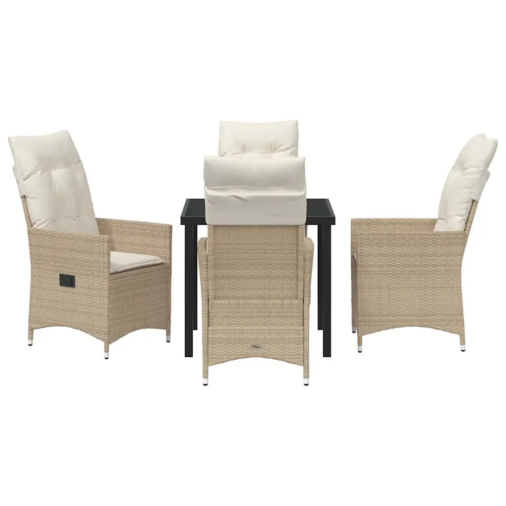 Set da Pranzo per Giardino con cuscino 5 pcs Beige polyrattan 3379556
