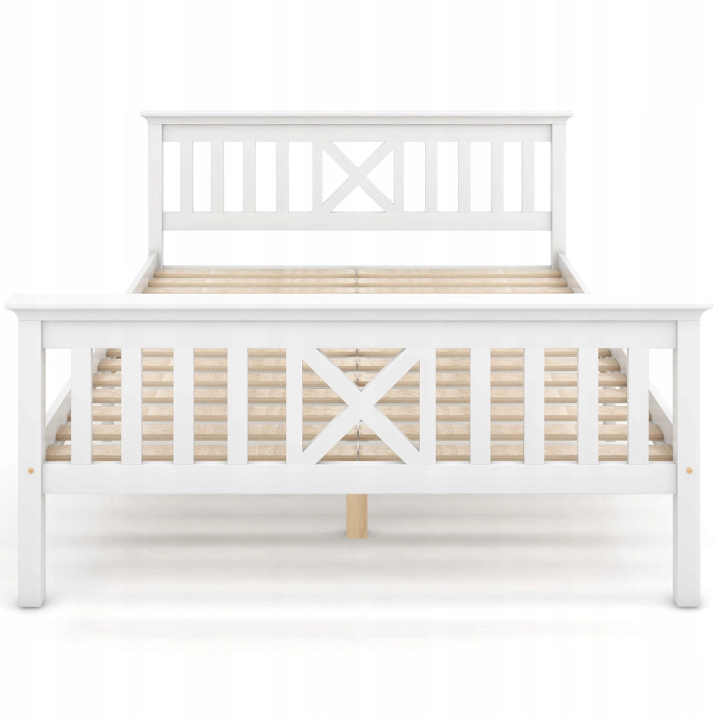 Letto singolo 140x200 - Xylo - Testiera in pino bianco senza materasso
