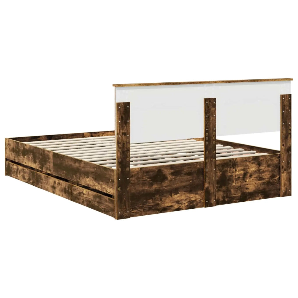 Struttura del letto con cassetto Rovere fumé 150 x 200 cm