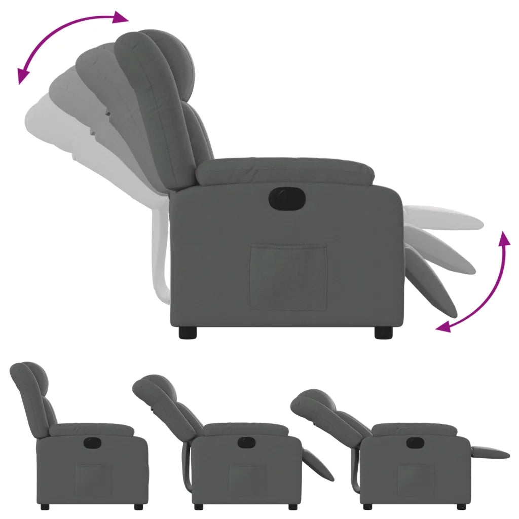 Poltrona Elettrica Reclinabile Grigio Scuro in Tessuto 3205293