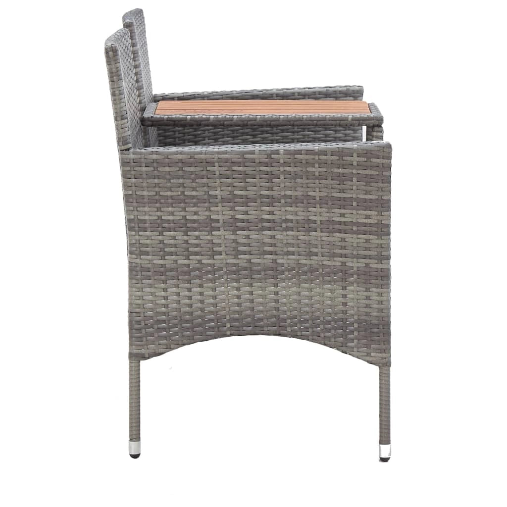 Panca da giardino mobili da esterno per patio terrazza 2 posti e tavolo da tè 143 x 65 x 88 cm resina intrecciata grigia 02_0011310