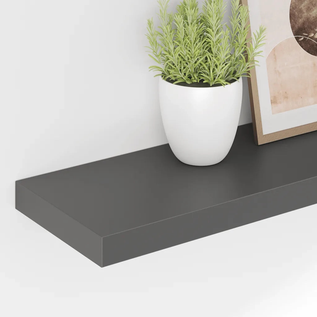 Scaffali a Parete 2 pz Grigio Lucido 90x23,5x3,8 cm in MDF cod mxl 42970