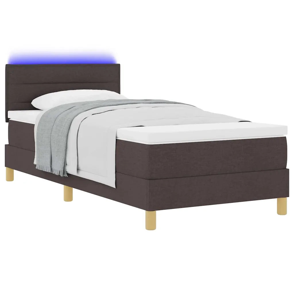 Letto a Sorgente LED Marrone Scuro 90 x 190 cm Tessuto 3342327