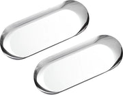 Set di 2 piatti in acciaio inossidabile per il dessert, piatti per la pasta, piatti per la insalata, decorativi, tavola da dessert ovaide (2 pezzi, argento, 18x8,5 cm)