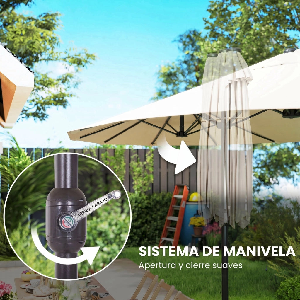 Ombrellone da Giardino con Manovella ¨C zephmum ¨C 460x270x240 cm Beige