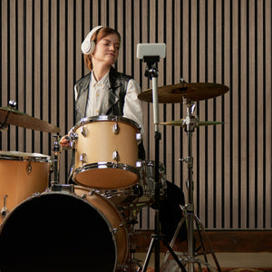 Pannello Fonoassorbente con Doghe Noce Scuro Moderno Lusso 3D 2400 x 600mm