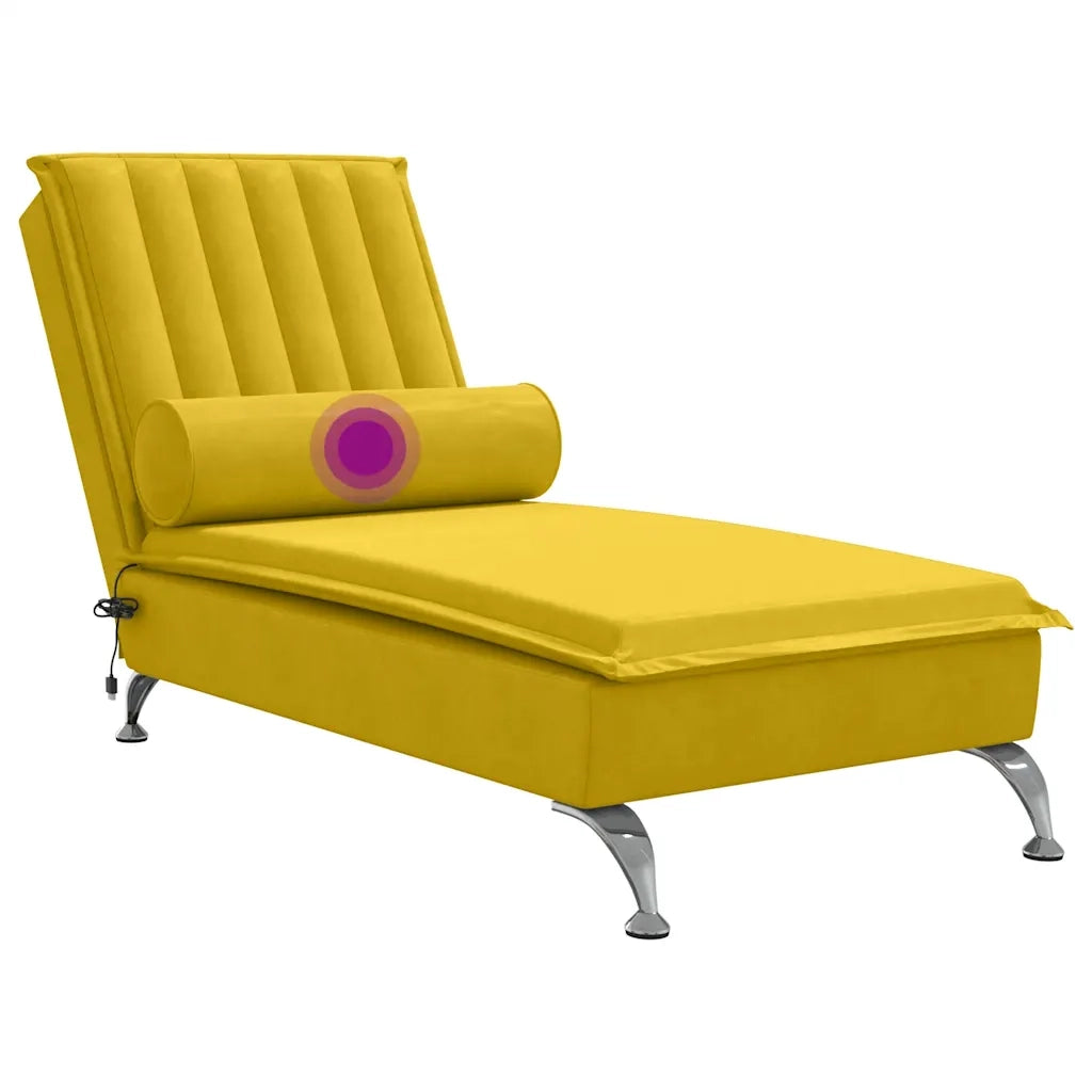Chaise Longue Massaggi con Cuscino a Rullo Giallo in Velluto CFW6371533