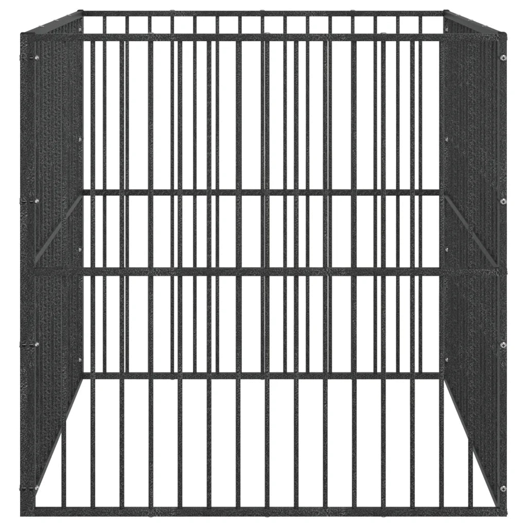 Box per Cani 4 Pannelli Nero Acciaio Zincato 172209