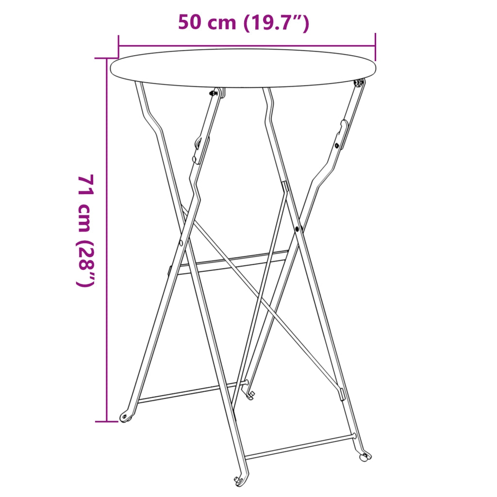 Tavolo da Bistrot Pieghevole Bianco Ã˜50x71 cm in Acciaio Verniciato
