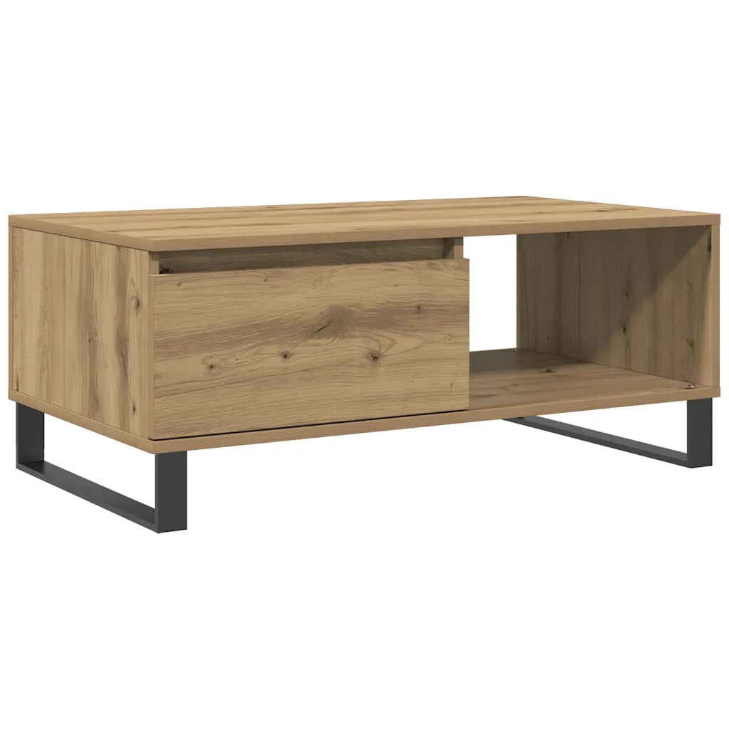Tavolino da Salotto Rovere Artigianale 90x50x36,5 cm Truciolato 857339